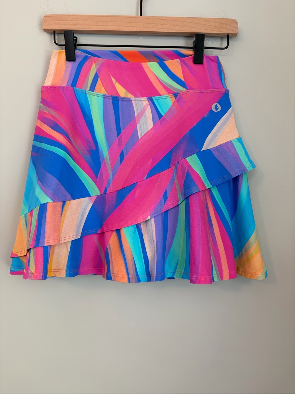 Dona Jo Tam P Vibrant Multicolor Tiered Athletic Tennis Skort / Skirt Size Small